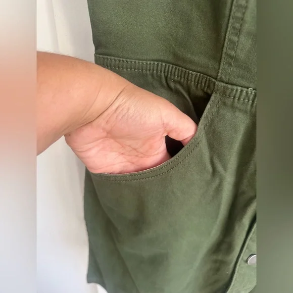 Tinseltown Olive Ruffle-Strap Button Mini Dress - Picture 4 of 12